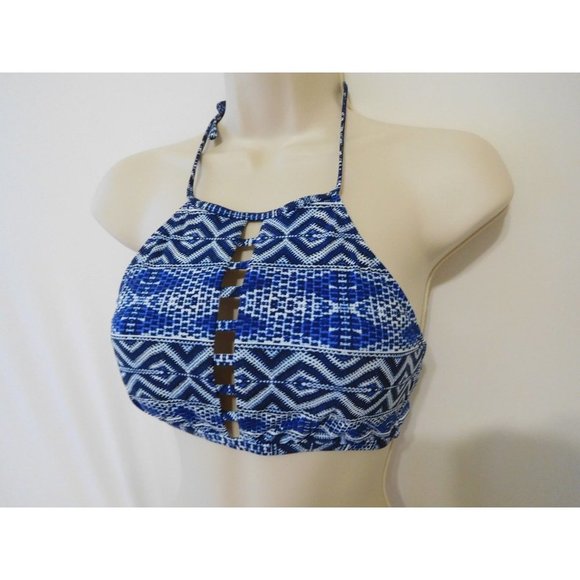 La Blanca Bikini Size 10 Top Indigo White Swimwear New High Neck  MenWomenStyles - Picture 2 of 12